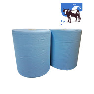 Industriepapier Uierpapier verlijmd Mixed Cellulose 2 Laags 37cm 380 meter Blauw