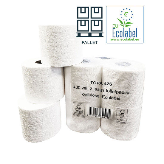 Pallet Toiletpapier Traditioneel EU Ecolabel 2 Laags 400 Vel | 10 x 4  Rollen