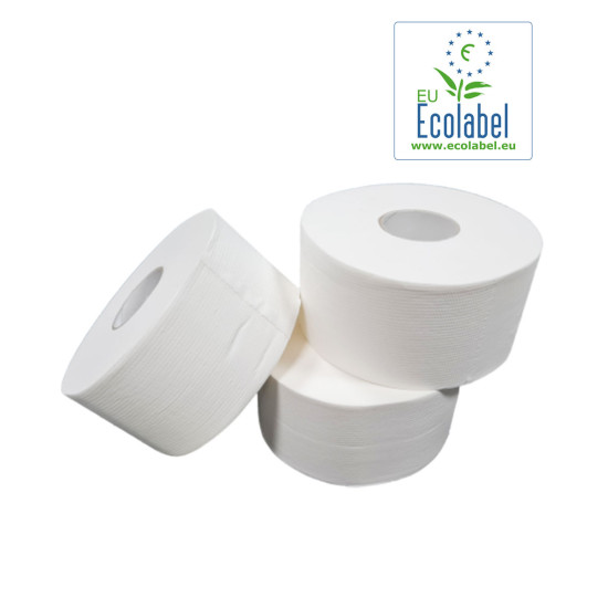 Toiletpapier Mini Jumbo EU Ecolabel 100% Cellulose 2 Laags 180 Meter op Rol