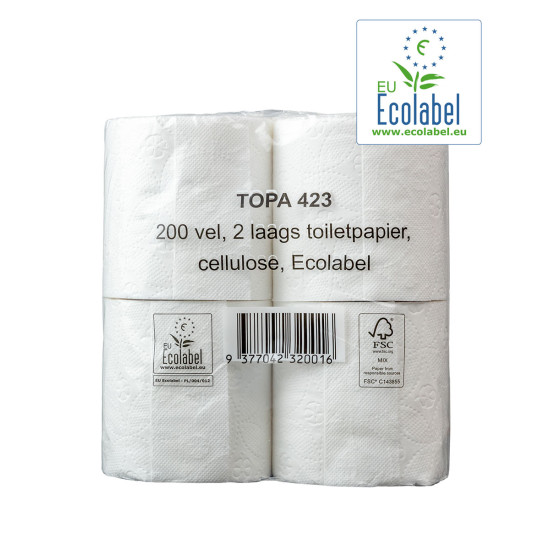 Toiletpapier Traditioneel EU Ecolabel 100% Cellulose 2 Laags 200 Vel